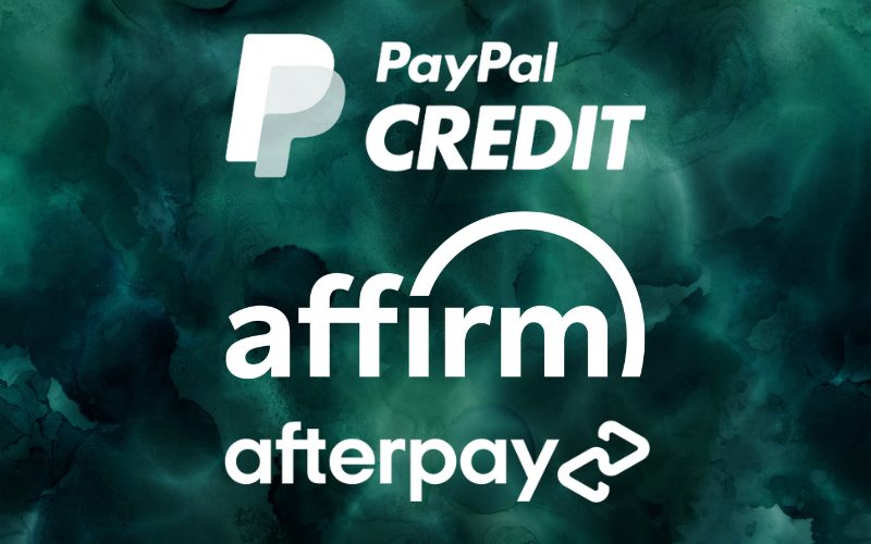 Logos for PayPal Credit, Affirm, and Afterpay